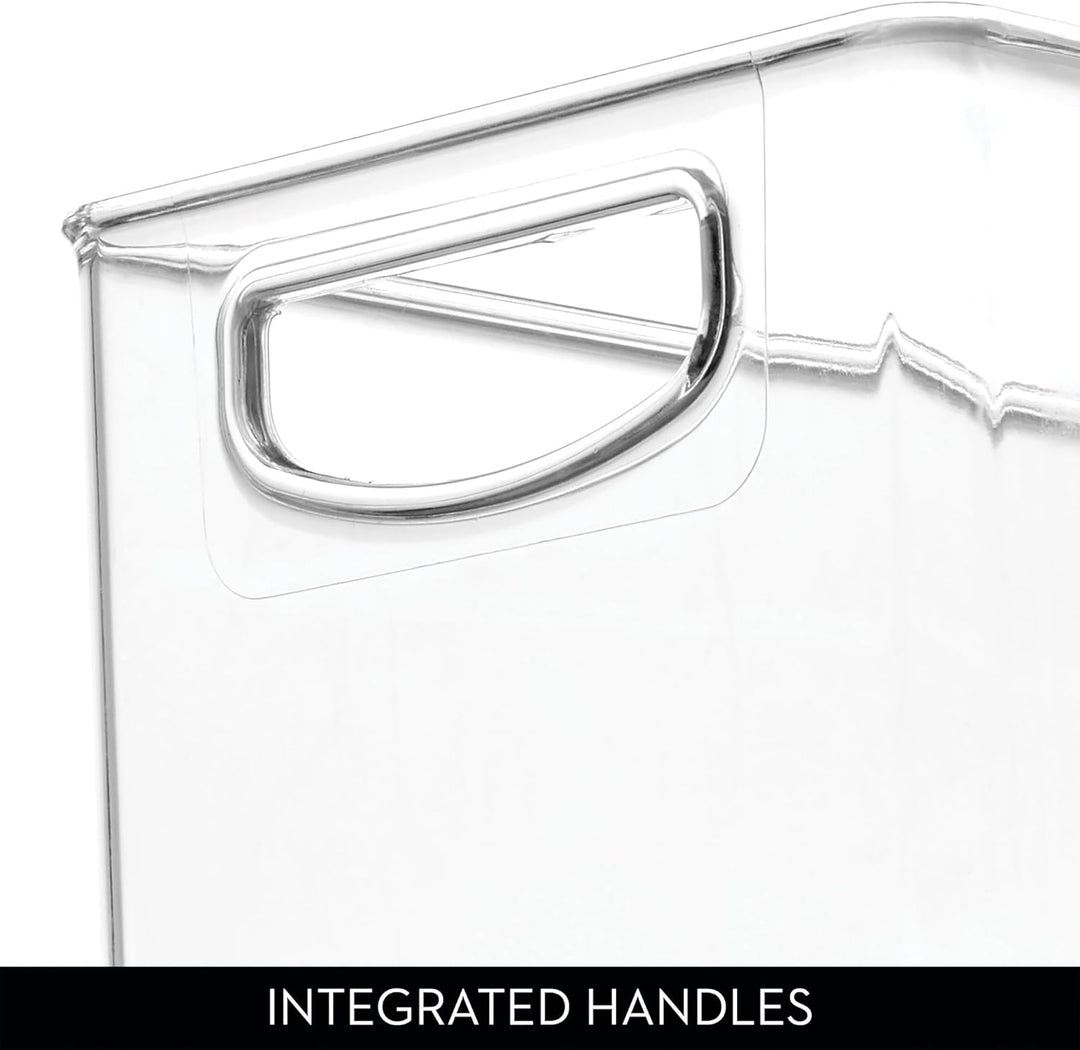 InterDesign iDesign stapelbarer Aufbewahrungskorb aus recyceltem Kunststoff mit Griffen, transparent