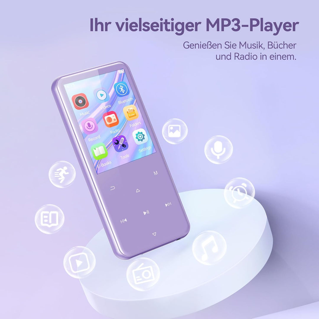 AGPTEK 64GB MP3 Player Bluetooth 5.3 mit 2,4" TFT Farbbildschirm, HiFi Musik Kinder MP3 Player mit L