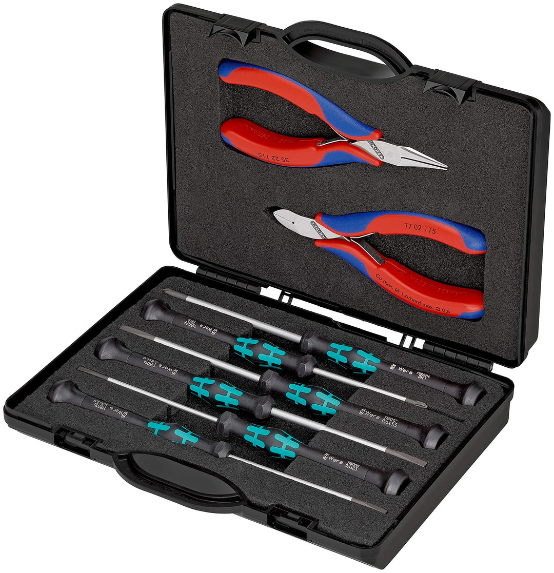 Knipex Elektronikzangen-Set mit Werkzeugen für Arbeiten an elektronischen Bauteilen 00 20 18