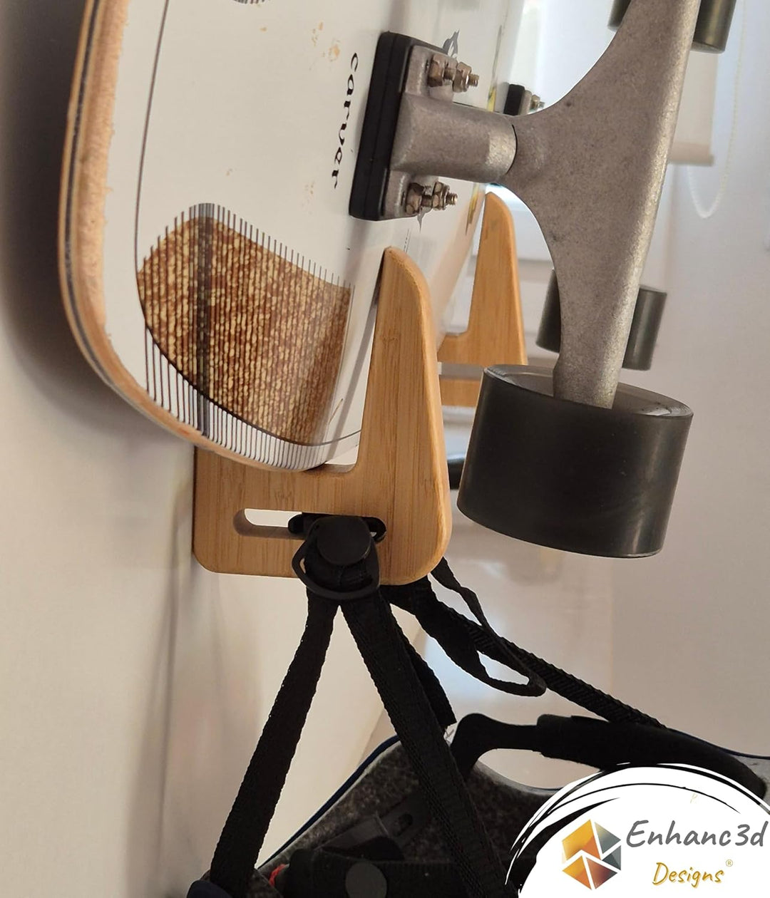 Skate-Wandhalter aus Bambusholz – Moderner und robuster Design – Skateboard-Wandhaken – Longboard-Wa