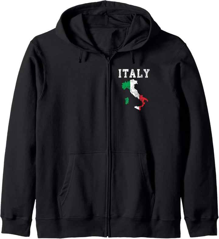 Italienische Flagge, Landkarte, italienisches Vintage-Design Kapuzenjacke