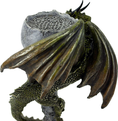 GeKi Trend Drachen Figur Kerzenständer Totenkopf mit Kerze Fantasy Gothic Dekofigur 26 cm gross