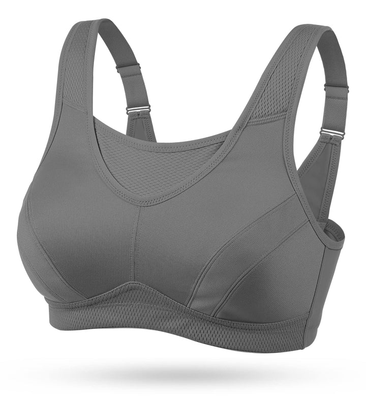 Wingslove Damen Sport BH ohne Bügel Nicht Gepolstert High Impact Bustier Halt Joggen BH 75B Grau, 75