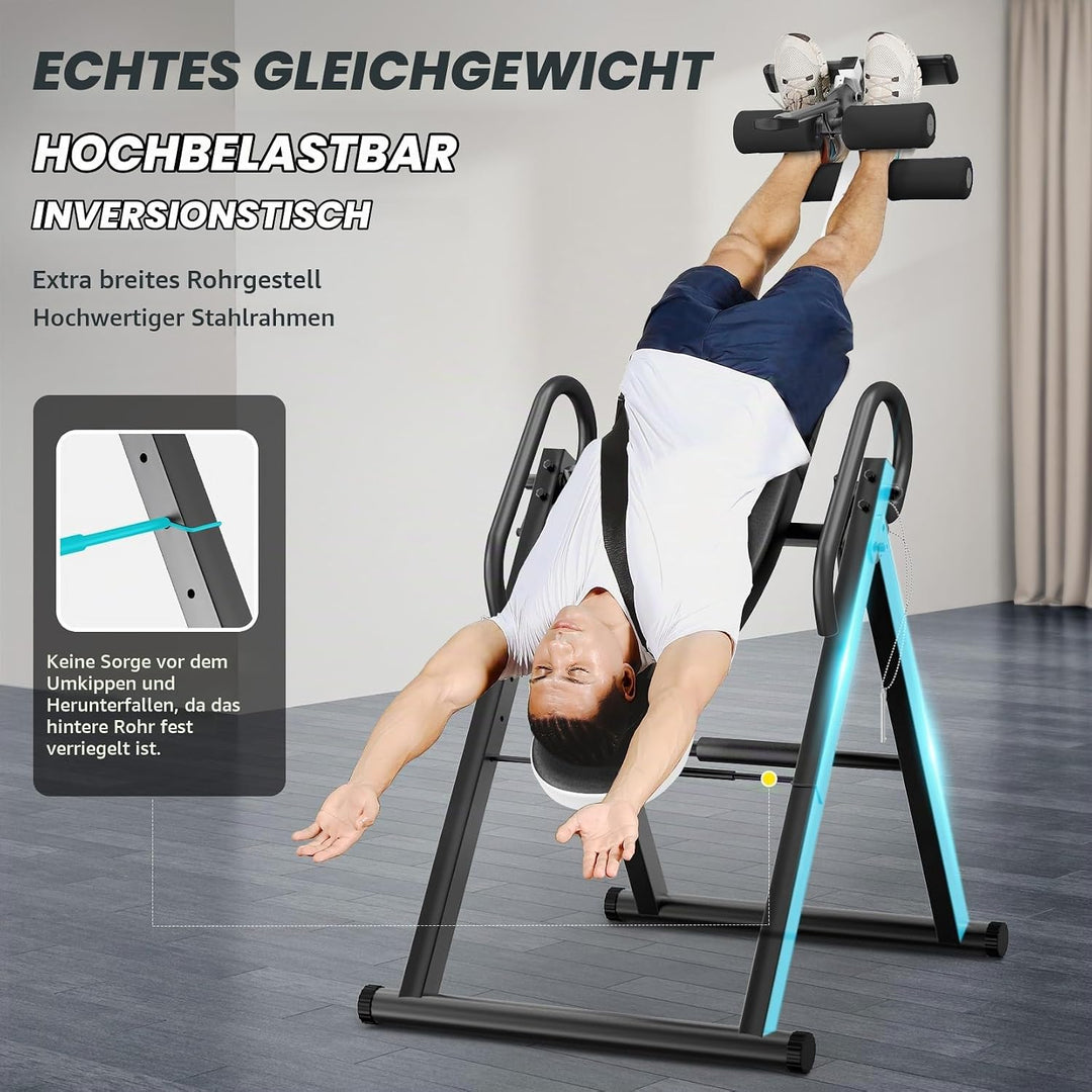 Dripex Inversionsbank Klappbar Inversionstisch mit Verstellbarer Schutzgurt 300 lbs Kapazität Invers