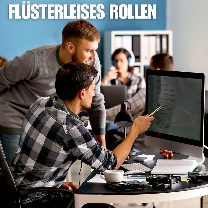 XeloTech 5er Set Hartboden-Rollen für Bürostuhl - 11mm x 22 mm - Black Edition - Sehr leise Bürostuh