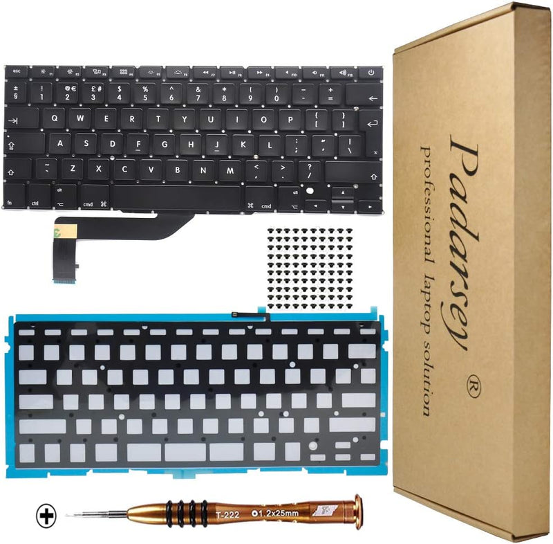 Padarsey Tastatur mit Hintergrundbeleuchtung für MacBook Pro 15 Zoll A1398 2013 2014 2015 Retina W/S