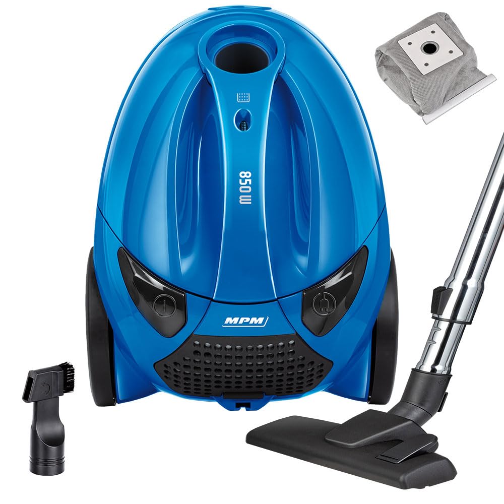 MPM Staubsauger mit Beutel MOD-53-1,5-Liter-Staubbeutel 850W - Reichweite 6,5 m - für Teppich und Ha