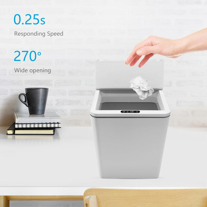 Automatischer kleiner Aufsatz-Mülleimer mit Deckel, berührungsloser Mini-Mülleimer für Büroschreibti