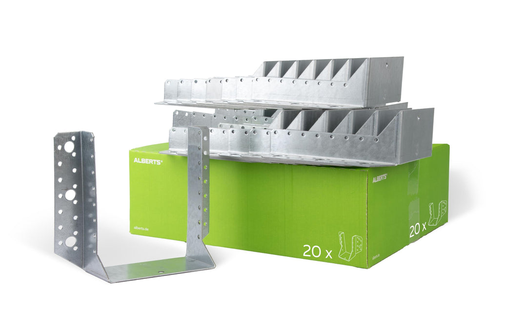 Alberts 837495 Balkenschuh | Typ A, Handwerkerpack | sendzimirverzinkt | 140 x 180 mm | 20er Set Typ