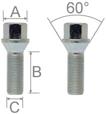 TRACER 20 Radschrauben Radbolzen M12x1,5 28mm Kegelbund kompatibel mit Audi BMW VW Chrysler Citroen
