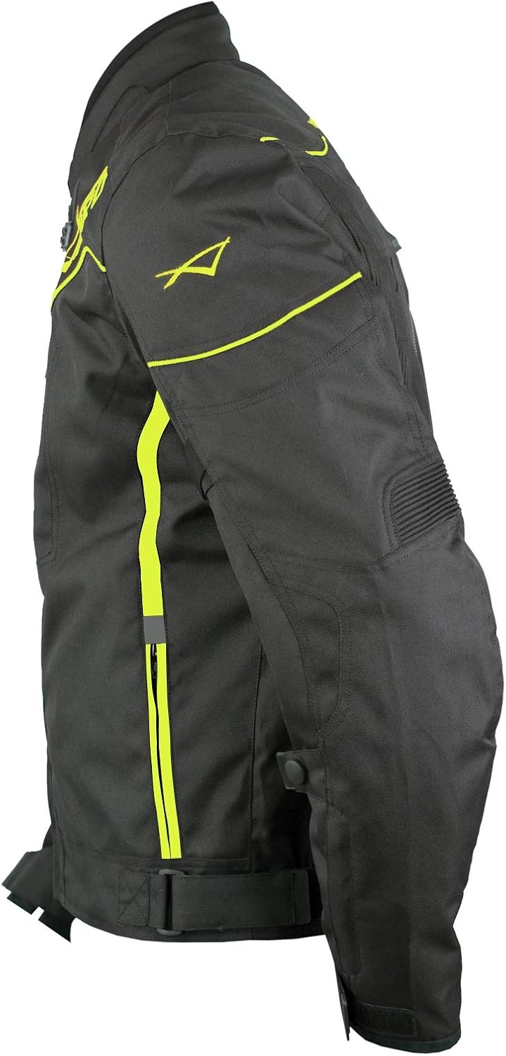A-Pro Textil Motorrad Jacke Wasserdichte CE Protektoren Reflektirende Sport L Fluo, L Fluo