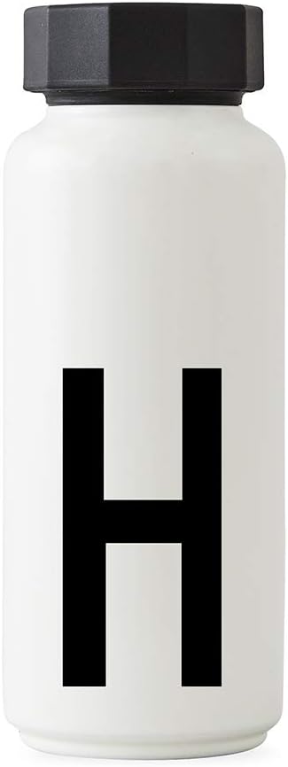 Design Letters Persönliche Edelstahl Trinkflasche Weiss (H) |500 ml| Kohlensäure geeignet BPA-Frei T