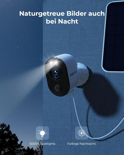 Reolink 4K Überwachungskamera Aussen Akku Argus 3 Ultra mit 6W Solarpanel, 2,4&5GHz WiFi, Solar WLAN