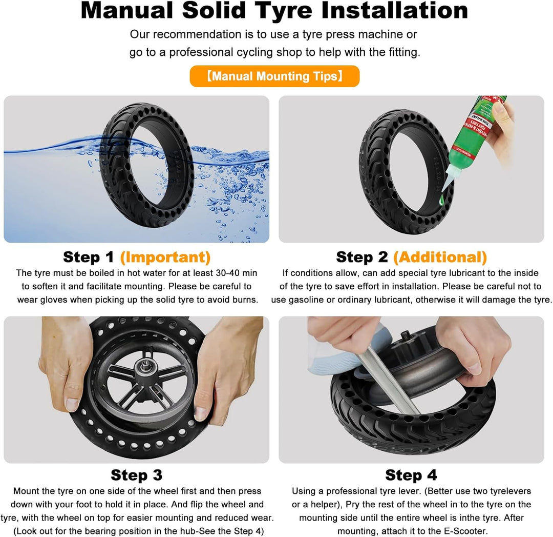 E Scooter Reifen 8 1/2 x2 Vollgummi für Xiaomi Pro 2, 1S, M365, Pro, Mi3, Vollgummireifen E Scooter