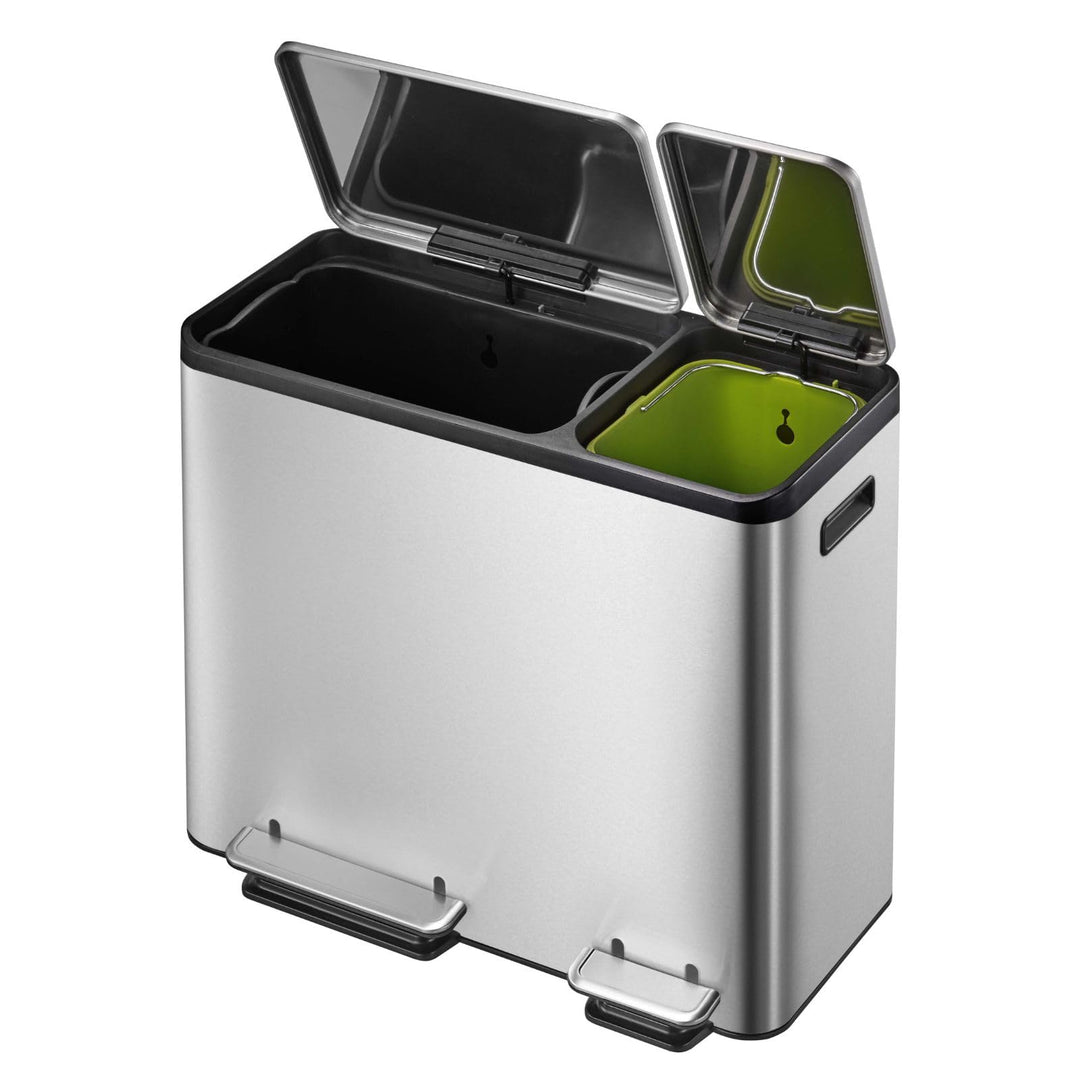 EKO Ecocasa Tretmülleimer Mülltrennsystem 30L + 15L (32,1 x 60,5 x 49,2 cm, Dämpfer-System, Fingerab