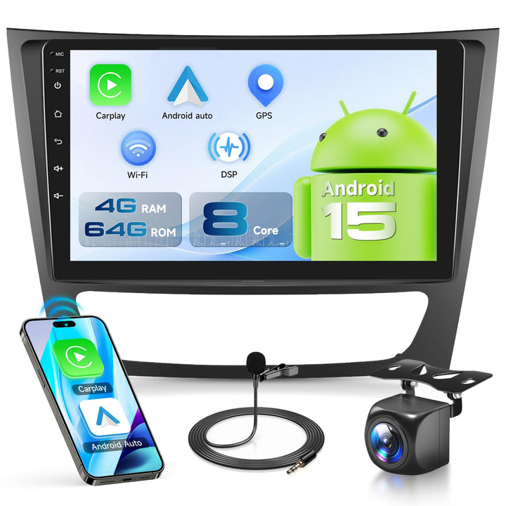Autoradio 8 Kern Q-Snapdragon 4+64G Android 15 für Mercedes Benz E Classe W211 E200 CLS W219 2002-20