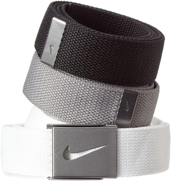 Nike Herren SG Silberfarbene Schnalle mit drei austauschbaren Gürtelriemen Einheitsgrösse Weiss/Grau