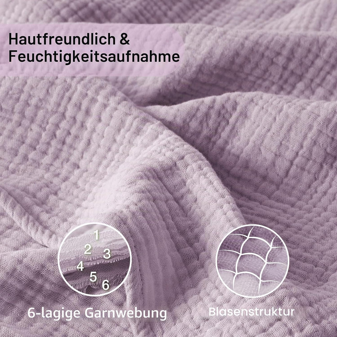 Musselin-Decke aus 100% Baumwolle, gross, 127 x 177,8 cm, 6 Schichten, atmungsaktive und leichte Bau