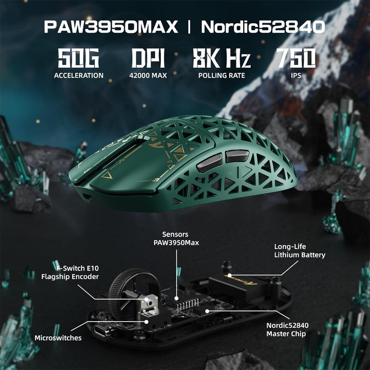 ATTACK SHARK R5 Ultra Carbonfaser HyperSpeed Kabellose Gaming-Maus, 39g ultraleichte Maus, 2,4G/BT/U