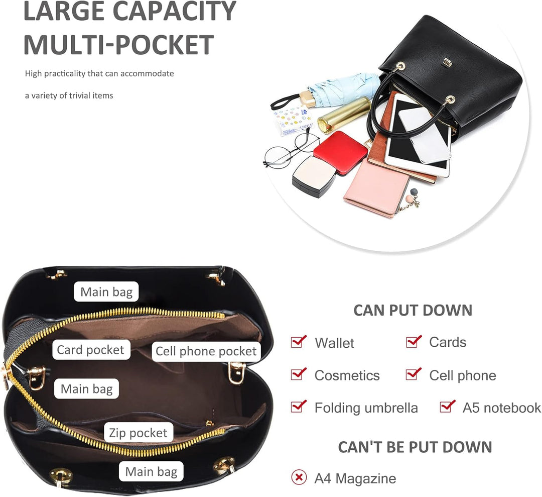 NICOLE &amp; DORIS Klein Tasche Einfach und Elegant Schultertaschen Damen Handtasche mit Fächern Multifu