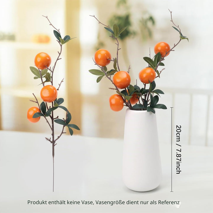 Woration 4Stück Künstliche Apfelsine Zweigstellen Simulationen Mandarine Baum Pflanze Vorbau Frucht