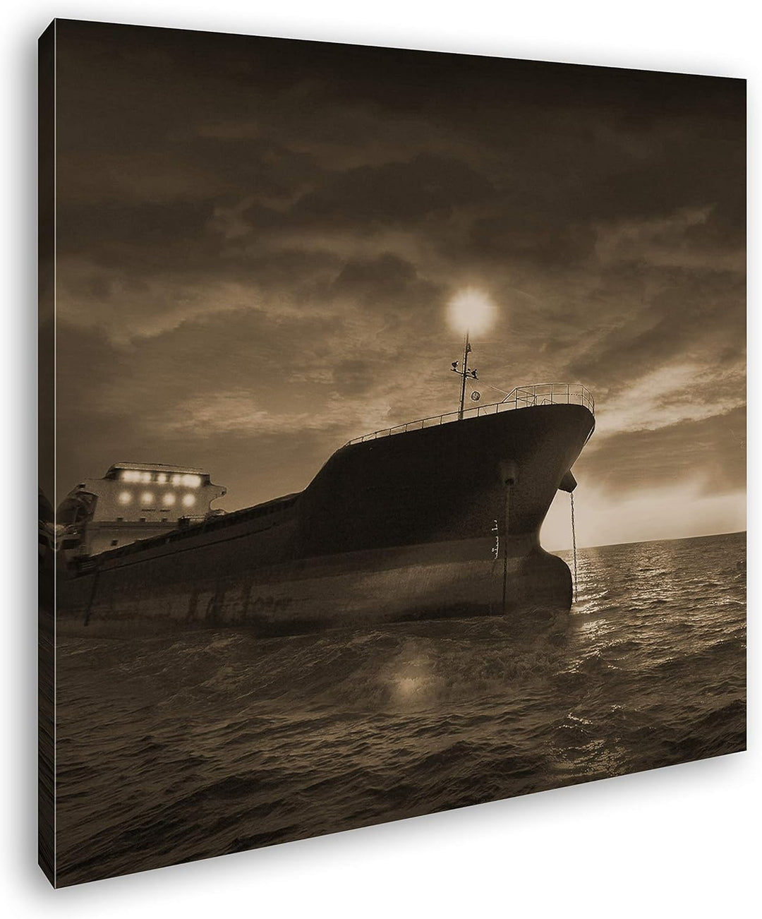 deyoli Orangener Himmel am Hafen Format: 60x60 Effekt: Sepia als Leinwandbild, Motiv fertig gerahmt