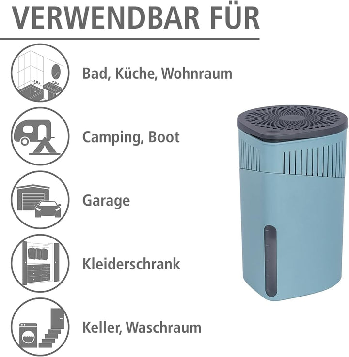 WENKO Raumentfeuchter Drop, nachfüllbarer Luftentfeuchter, reduziert Schimmel & Gerüche, 1 kg Granul