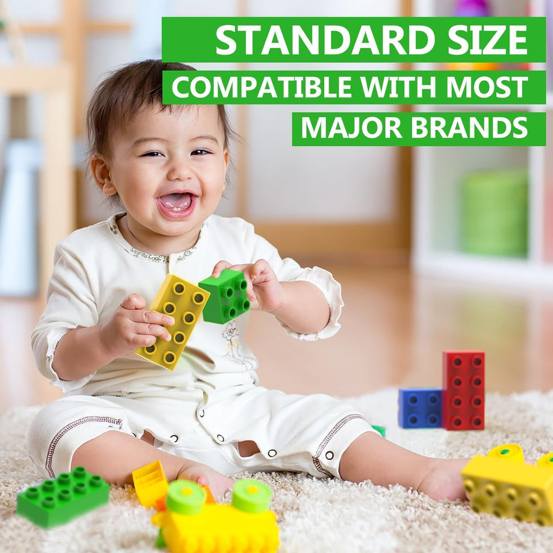 WYSWYG Grosse Bausteine-Set, 50 Teile Steine in 5 Farben, Kompatibel - Ideal für Kinder ab 3 4 5 6 J