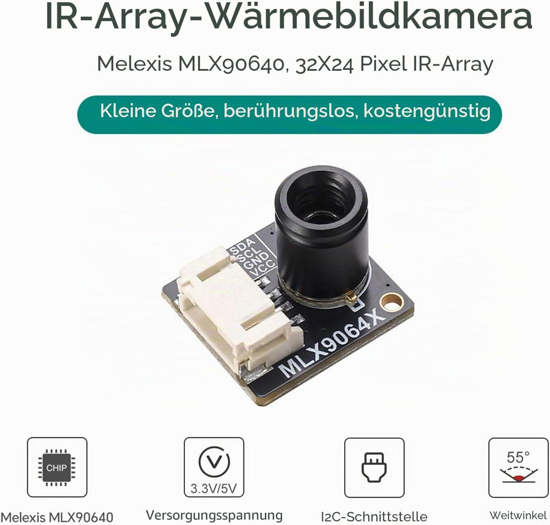 MLX90640 IR Array Thermal Imaging Camera Module for Raspberry Pi, 32 x 24 Pixels, 55° Field of View