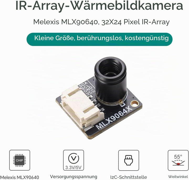 MLX90640 IR Array Thermal Imaging Camera Module for Raspberry Pi, 32 x 24 Pixels, 55° Field of View