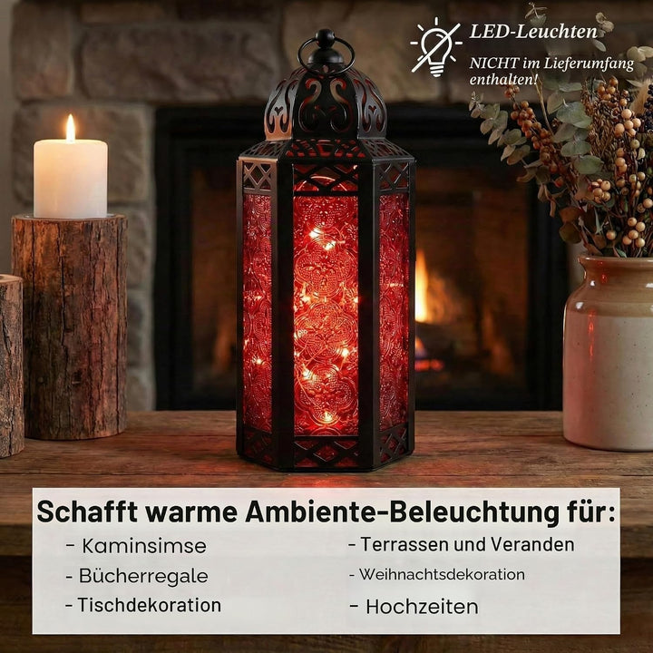Vela Lanterns Marokkanische Lampenlaterne, dekorativer Kerzenhalter für Innen- und Aussenbereich, He