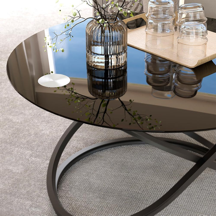 Vicco Couchtisch Calgary, Schwarz Hochglanz, 79.5 x 46.5 cm mit Glasfläche, zur Nutzung als Ablage-