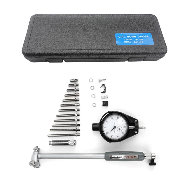 Innenmikrometer, Bohrungslehre Messuhr set 50-160mm Hohe Präzision 0,001mm Messuhr mit 12 Sonden, In