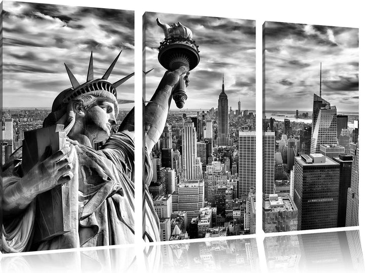 Pixxprint Freiheitsstatue in New York als Leinwandbild/Grösse: 3 Teilig (120x80 cm) cm/Wandbild/Kuns