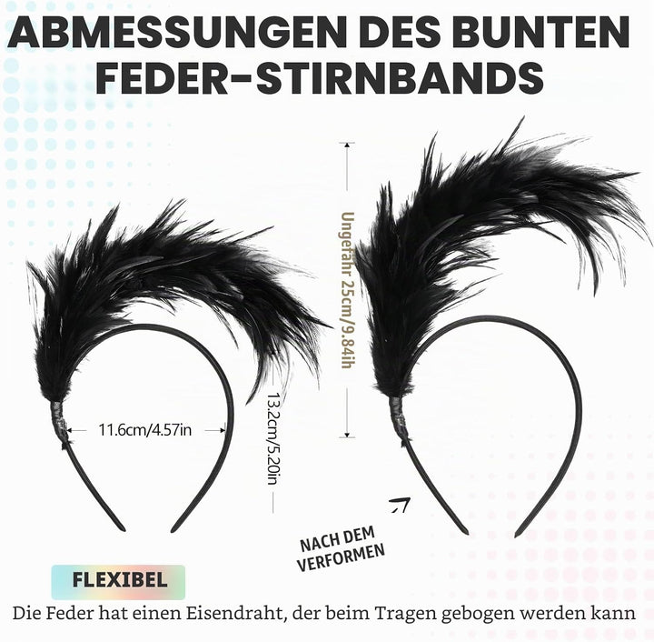 Dilunave Bunt Feder Stirnband Fascinator Regenbogen Haarreif Cosplay Haarbänder Karneval Kopfschmuck