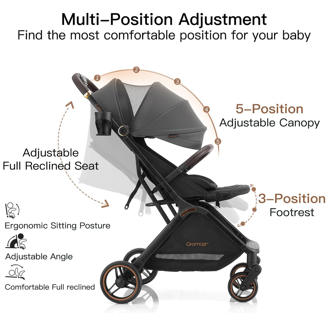 Gravity Faltbarer Kinderwagen, Tragbarer Reise-Kleinkindbuggy Mit Verstellbarer Rückenlehne & Sonnen