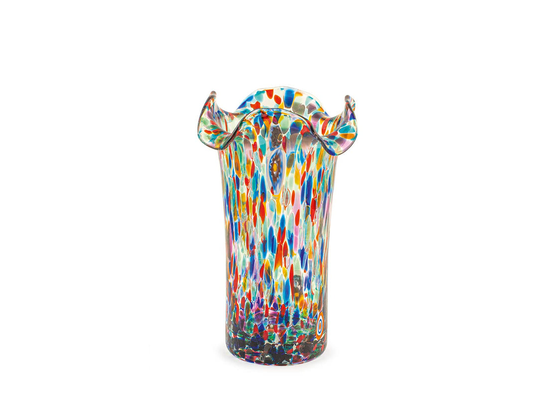 H&h veneziano vaso in vetro smerlato, 20cm, made in italy Vase geschlitzt 20 cm, Vase geschlitzt 20