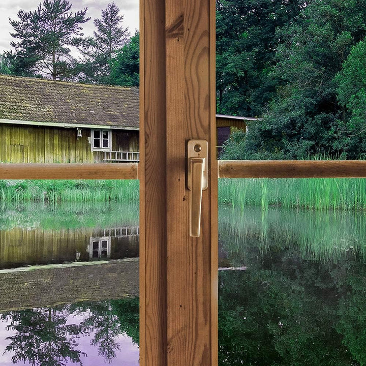 Feeby Viles - Leinwand Bilder - Fensterblick Natur- 90x60 cm- Deko Wohnzimmer - Wandbilder Schlafzim