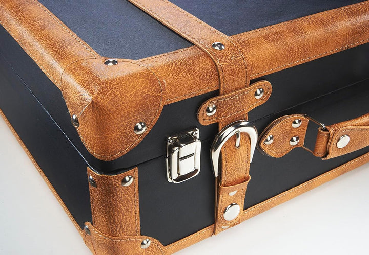 Kobolo Dekokoffer Koffer Vintage Retro - MDF mit Kunstlederüberzug - braun - Metallschliessen