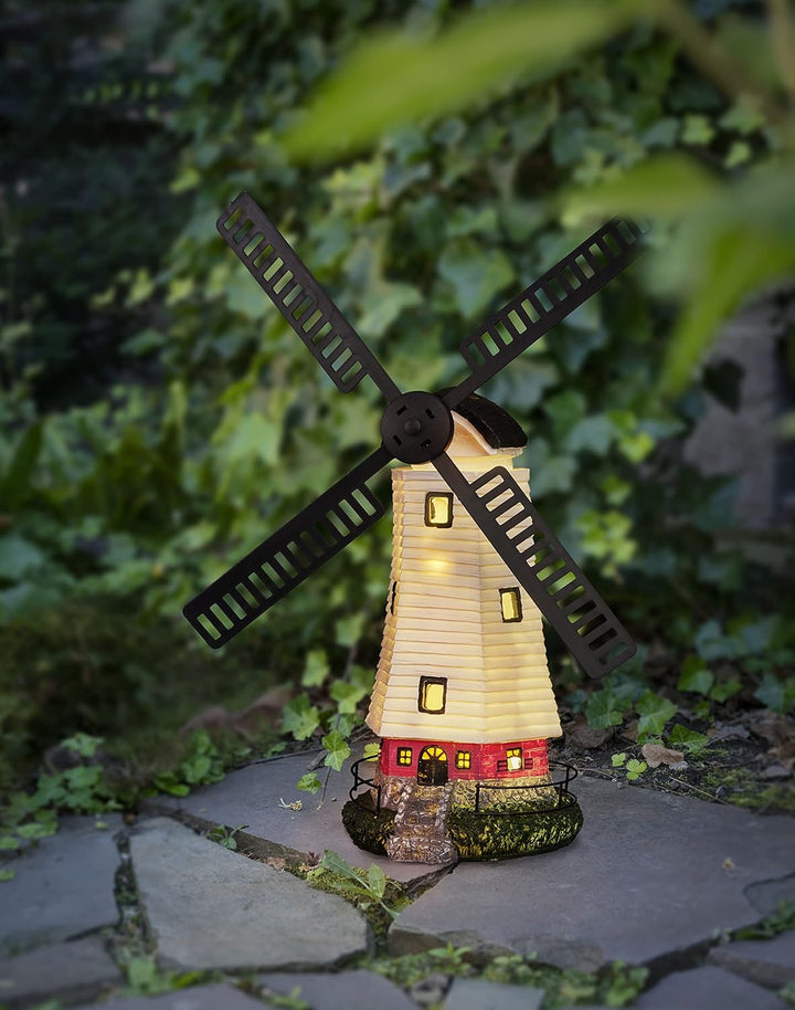 Solar Windmühle mit LED Licht für aussen | die besondere Solarleuchte für den Garten | automatische