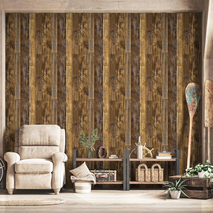 Abyssaly Klebefolie möbel holzoptik Möbelfolie selbstklebende folie holz tapete 90cm X 300cm Braun V