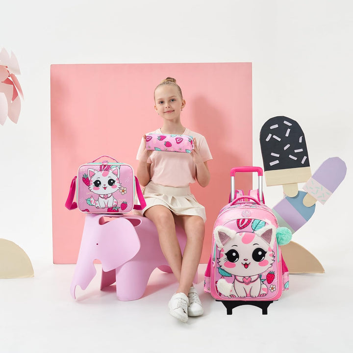 HTgroce Trolley Schulranzen Rucksack Schulrucksack Trolley Schultrolley Schulranzen Mädchen Gross Tr