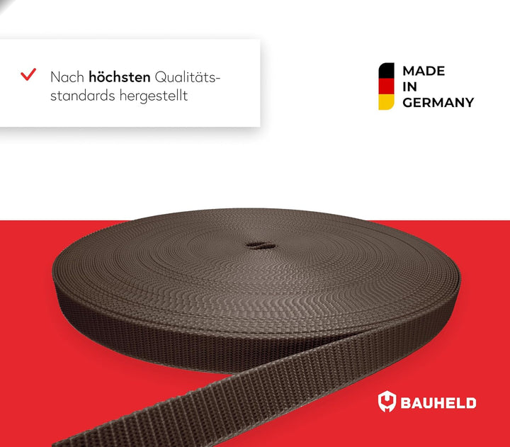 BAUHELD® 50m Rolladengurt 14mm 18mm 20mm 23mm [Made in Germany] Für Rolläden an Türen & Fenster geei