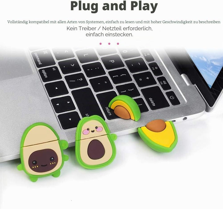 32GB USB-Stick 3er-Pack Niedliche Fruchtform Speicherstick, Geschenk für Studenten und Kinder 32 GB
