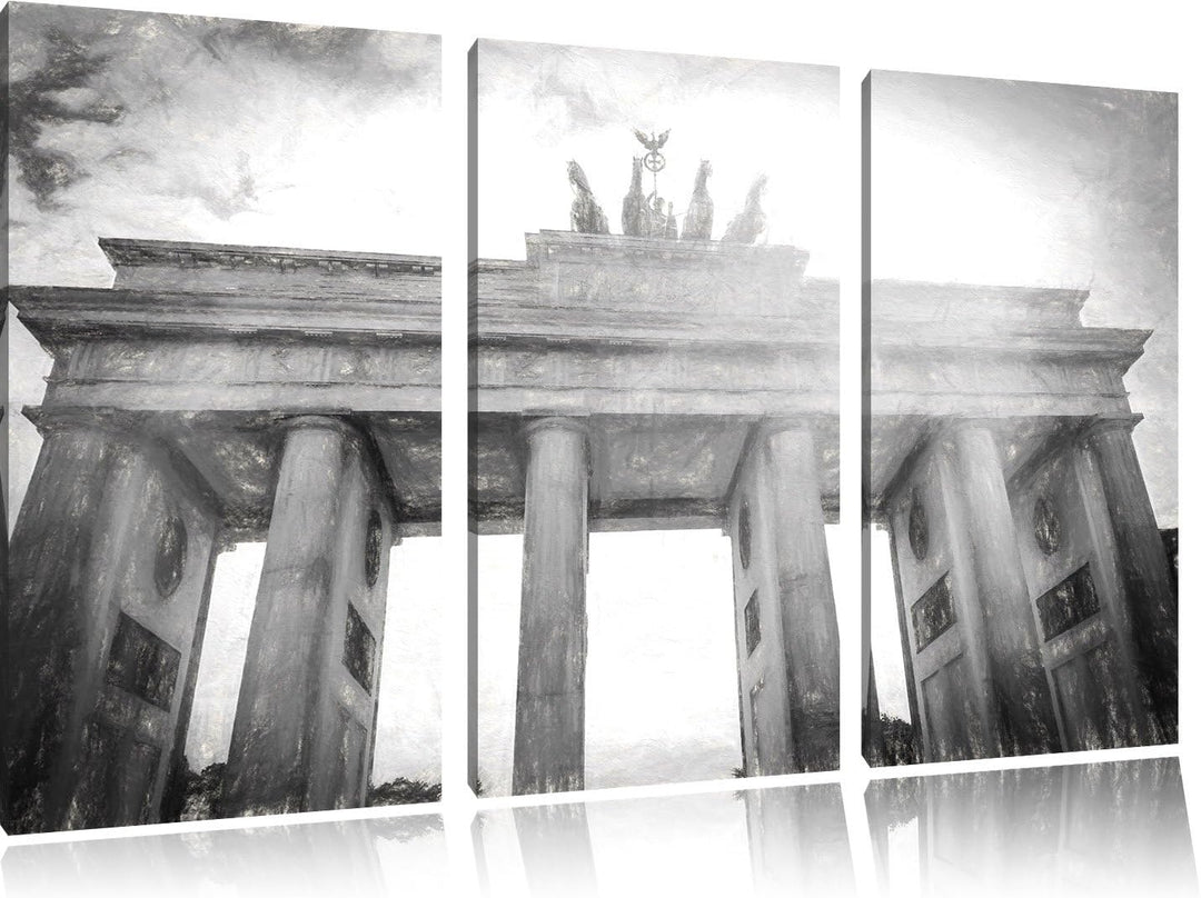 Pixxprint Brandenburger Tor in Berlin als Leinwandbild/Grösse: 3 Teilig (120x80) cm/Wandbild/Kunstdr
