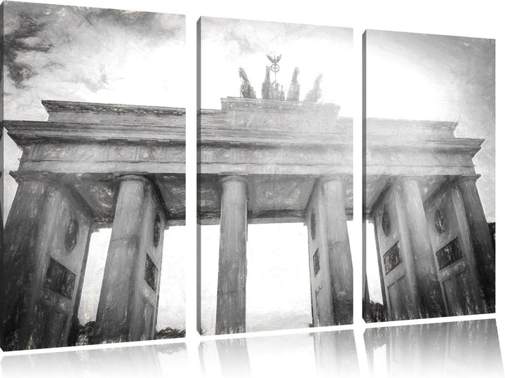 Pixxprint Brandenburger Tor in Berlin als Leinwandbild/Grösse: 3 Teilig (120x80) cm/Wandbild/Kunstdr