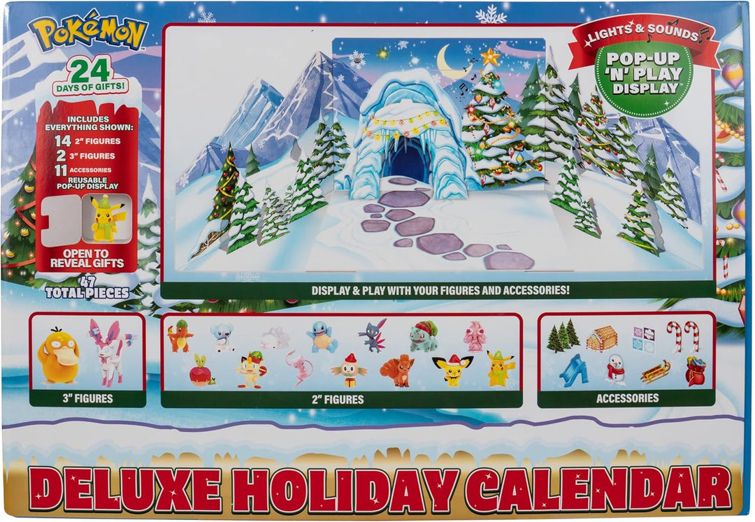 Pokémon PKW2690 - Deluxe Adventskalender mit Licht und Sound, offizieller Pokémon Kalender mit 24 Üb