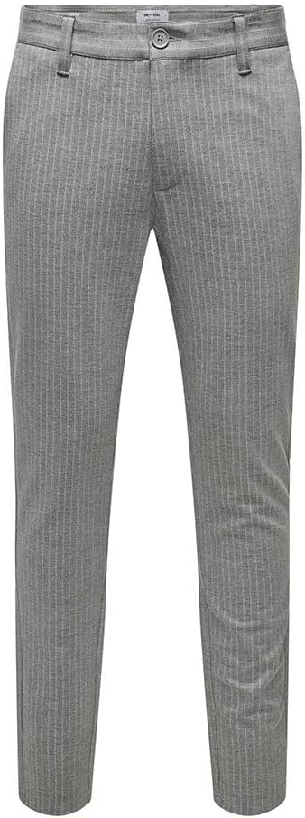 ONLY & SONS Male Chino Hose ONSMARK PANT STRIPE GW 3727 NOOS 28W / 30L Light Grey Melange, 28W / 30L