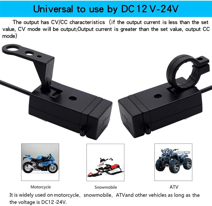 USB-Ladegerät für Motorrad, Set mit Doppel-USB, wasserdicht, Schnellladegerät für Handy mit Schalter
