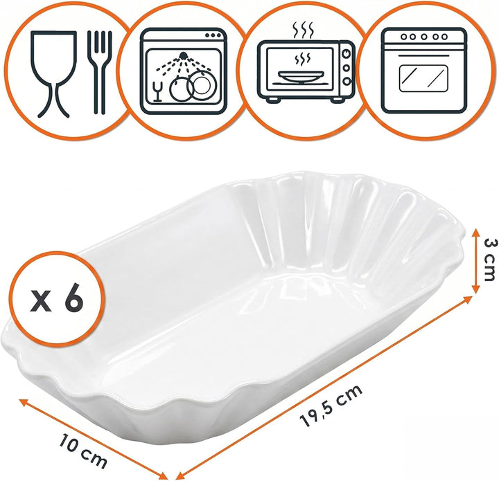 Spetebo Pommesschale in weiss aus Porzellan wiederverwendbar - 6er Set - Keramik Currywurstschale sp
